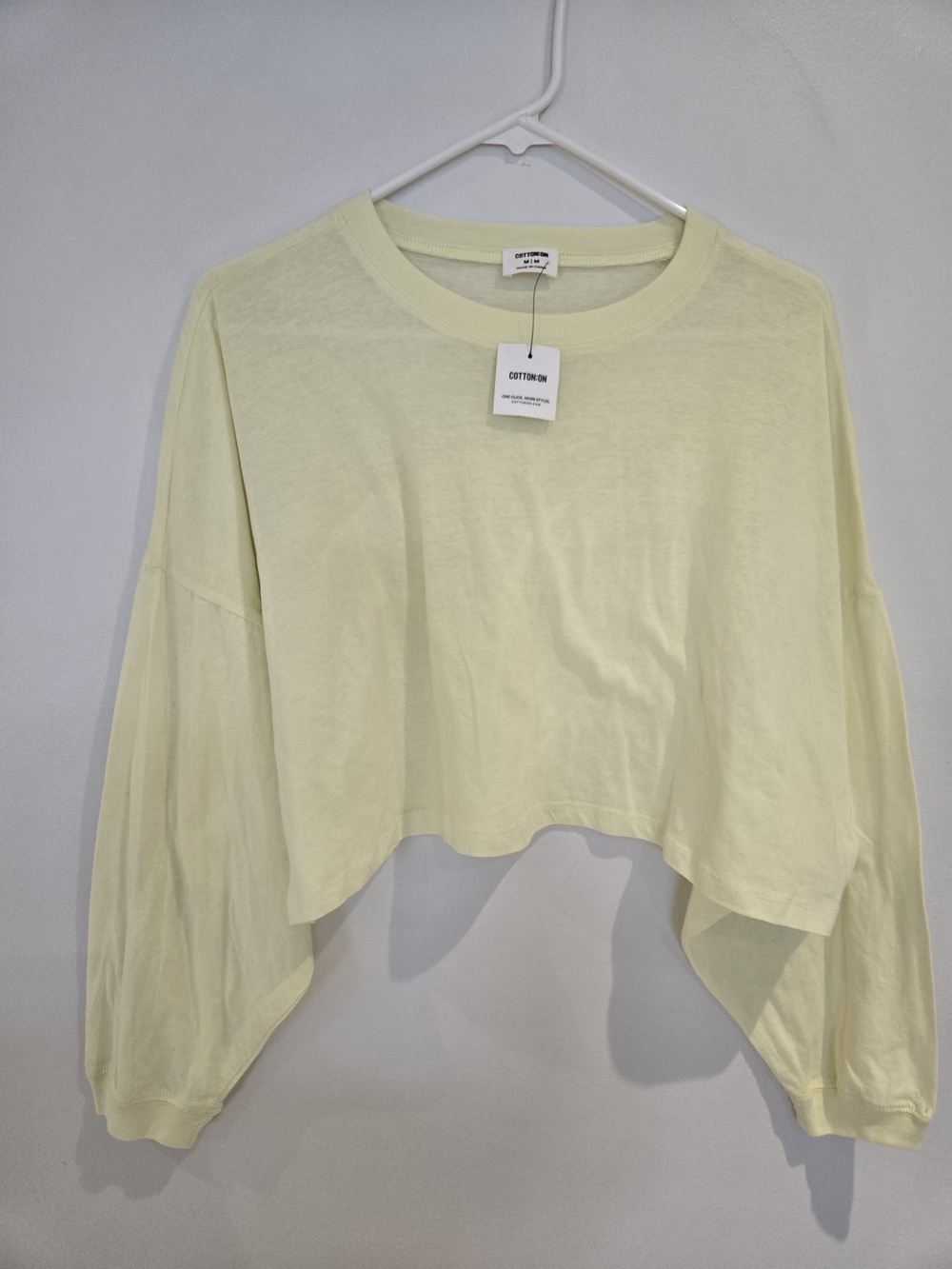 Cotton On Pale Yellow Cropped Long-Sleeve Sweatshirt